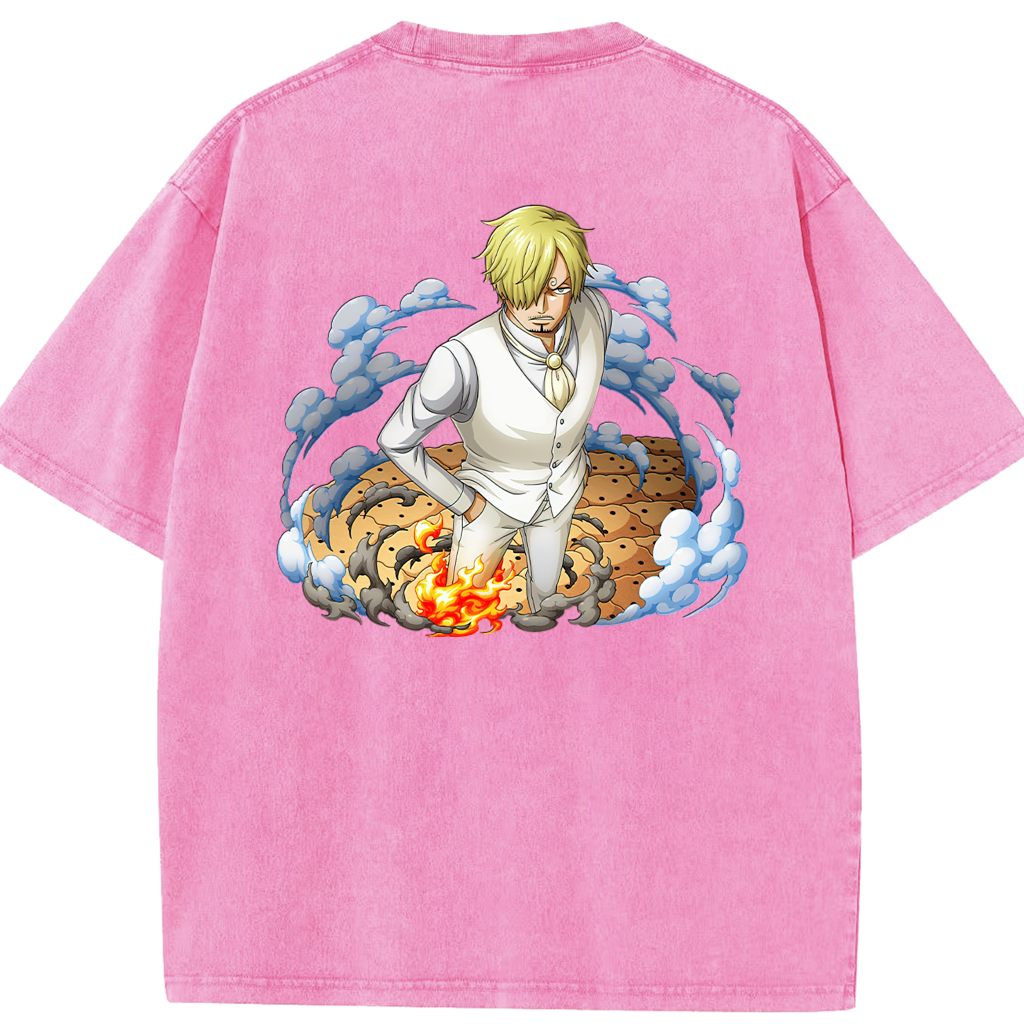 ワンピース サンジ ONE PIECE Sanji 綿100% ヴィンテージ風 半袖Tシャツ（背面プリント）